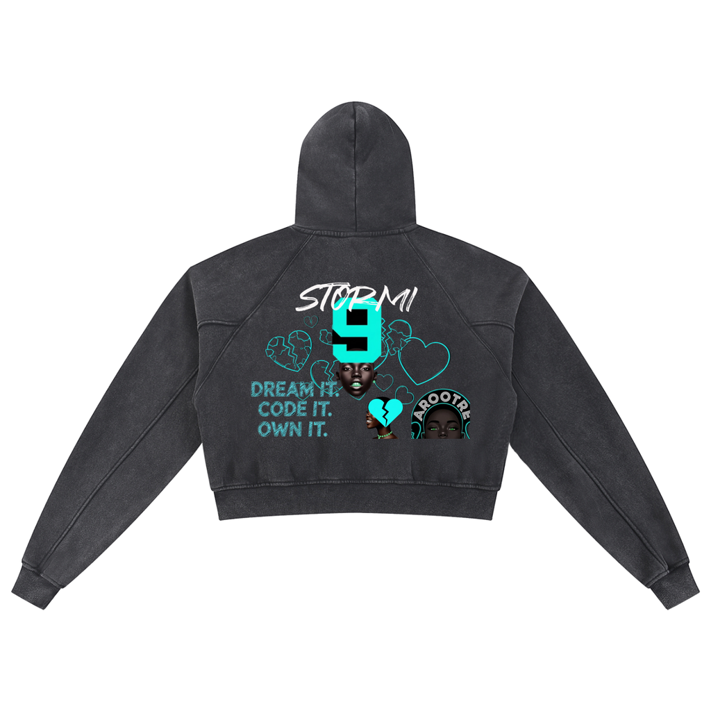 Snow Washed Cropped Hoodie